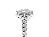 White gold Cushion Diamond Pave Band with Floral Prong Setting_33