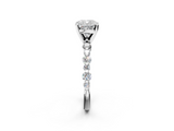 White gold Cushion Diamond Prong Set Engagement Ring with Pave Band_223