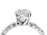 White gold Cushion Diamond Prong Set Engagement Ring with Pave Band_225