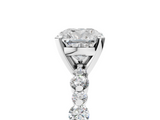 White gold Cushion Diamond Prong Set Engagement Ring with Pave Band_226