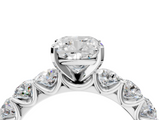 White gold Cushion Diamond Prong Setting with Side Stones on a Pave Band_155