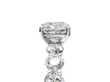 White gold Cushion Diamond Prong Setting with Side Stones on a Pave Band_158
