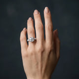 White gold Cushion Diamond Solitaire Ring with Prong Setting and Pavé Band_52