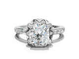 White gold Cushion Diamond Solitaire Ring with Shared Prong Pavé Band_53