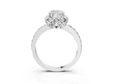 White gold Cushion Diamond Solitaire Ring with Shared Prong Pavé Band_57