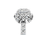 White gold Cushion Diamond Solitaire Ring with Shared Prong Pavé Band_59