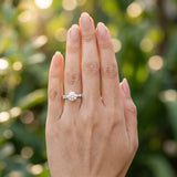 White gold Cushion Diamond Solitaire Ring with Shared Prong Round Side Stones_12