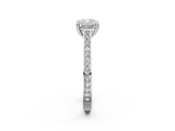 White gold Cushion Diamond Solitaire with Pave Band and Six-Prong Setting_54