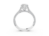 White gold Cushion Diamond Solitaire with Pave Band and Six-Prong Setting_58
