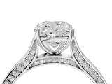 White gold Cushion Diamond Solitaire with Pave Band and Six-Prong Setting_59