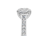 White gold Cushion Diamond Solitaire with Pave Band and Six-Prong Setting_60