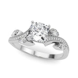 White gold Cushion Diamond Swirl Band with Prong Setting 2