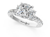 White gold Cushion Diamond Three-Stone Pave Band with Four-Prong Setting_59