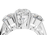 White gold Cushion Diamond Three-Stone Ring with Prong Setting and Textured Band_10