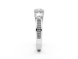 White gold Cushion Diamond Three-Stone Ring with Prong Setting and Textured Band_8