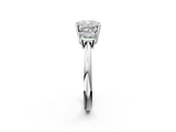 White gold Cushion Diamond Three-Stone Ring with Trapezoid Side Stones and Prong Setting_42