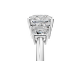 White gold Cushion Diamond Three-Stone Ring with Trapezoid Side Stones and Prong Setting_45