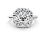 White gold Cushion Halo Cluster Diamond Engagement Ring with Prong Setting and Polished Band_40