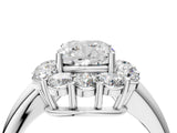 White gold Cushion Halo Cluster Diamond Engagement Ring with Prong Setting and Polished Band_44