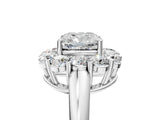 White gold Cushion Halo Cluster Diamond Engagement Ring with Prong Setting and Polished Band_44
