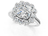 White gold Cushion Halo Cluster Diamond Engagement Ring with Solitaire Band and Prong Setting_48