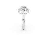 White gold Cushion Halo Cluster Diamond Engagement Ring with Solitaire Band and Prong Setting_49
