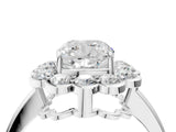White gold Cushion Halo Cluster Diamond Engagement Ring with Solitaire Band and Prong Setting_53