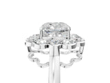 White gold Cushion Halo Cluster Diamond Engagement Ring with Solitaire Band and Prong Setting_54