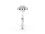 White gold Cushion Halo Diamond Cluster Engagement Ring with Milgrain Bezel Setting and Solitaire Band_47