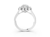 White gold Cushion Halo Diamond Cluster Engagement Ring with Milgrain Bezel Setting and Solitaire Band_48