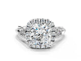 White gold Cushion Halo Diamond Engagement Ring with Filigree Band and Four-Prong Setting_81