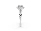 White gold Cushion Halo Diamond Engagement Ring with Filigree Band and Four-Prong Setting_83