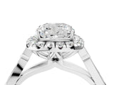 White gold Cushion Halo Diamond Engagement Ring with Filigree Band and Four-Prong Setting_85