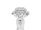 White gold Cushion Halo Diamond Engagement Ring with Filigree Band and Four-Prong Setting_86