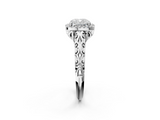 White gold Cushion Halo Diamond Engagement Ring with Intricate Filigree Band and Four-Prong Setting_39