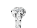 White gold Cushion Halo Diamond Engagement Ring with Intricate Filigree Band and Four-Prong Setting_40