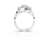 White gold Cushion Halo Diamond Engagement Ring with Milgrain Band and Four-Prong Setting_57