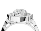 White gold Cushion Halo Diamond Engagement Ring with Milgrain Band and Four-Prong Setting_58