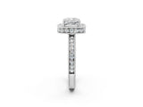 White gold Cushion Halo Diamond Engagement Ring with Milgrain Pave Band and Four-Prong Setting_39