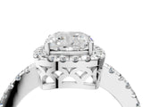 White gold Cushion Halo Diamond Engagement Ring with Pavé Band and Four-Prong Setting_31