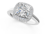 White gold Cushion Halo Diamond Engagement Ring with Solitaire Band and Four-Prong Setting_21