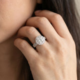 White gold Cushion Halo Diamond Engagement Ring with Split Shank Band and Four-Prong Setting_18