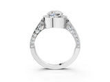 White gold Cushion Halo Diamond Engagement Ring with Split Shank Band and Four-Prong Setting_8
