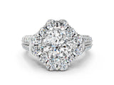White gold Cushion Halo Diamond Engagement Ring with Split Shank and Prong Setting_62