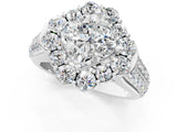 White gold Cushion Halo Diamond Engagement Ring with Split Shank and Prong Setting_63