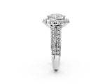 White gold Cushion Halo Diamond Engagement Ring with Split Shank and Prong Setting_64