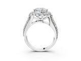 White gold Cushion Halo Diamond Engagement Ring with Split Shank and Prong Setting_65