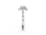 White gold Cushion Halo Diamond Engagement Ring with Twisted Band and Four-Prong Setting 2