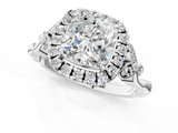 White gold Cushion Halo Diamond Engagement Ring with Vintage-Inspired Band and Four-Prong Setting_4