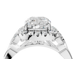 White gold Cushion Halo Diamond Engagement Ring with Vintage-Inspired Band and Four-Prong Setting_7